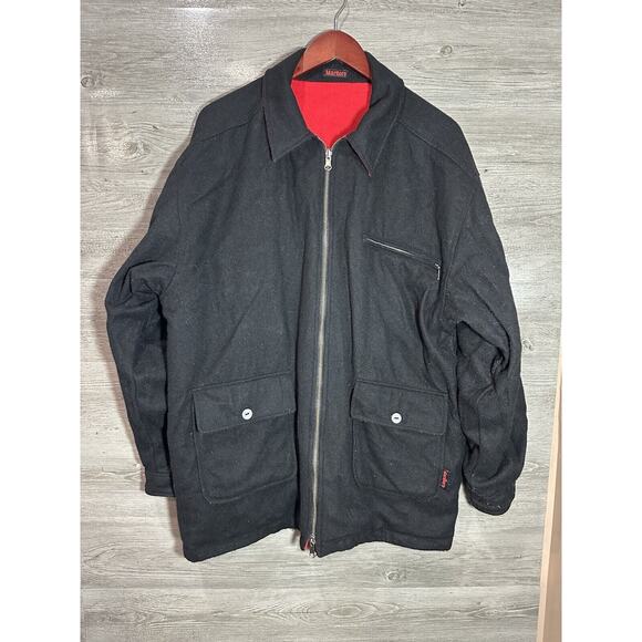 Vtg Marlboro Jacket Medium Red/Black Reversible Barn Wool Heavyweight Pockets - Picture 1 of 14